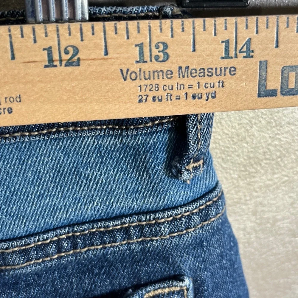 Justice Girls Two Tone Colorblock High Rise Jeans Blue Denim Size 18 Raw Hem‎